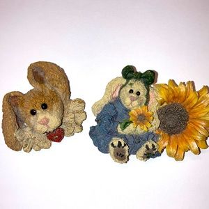 BOYDS Bunny Bearwear Alice’s Flight & Bunny with Sunflower Brooch